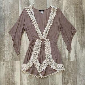 Tan and Nude Lace Romper! Size Medium